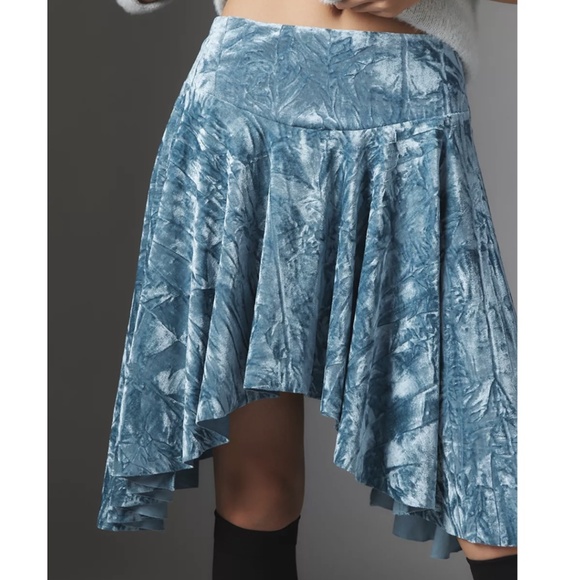 Urban Outfitters Crushed Velvet Mini Skirt Blue Large - Picture 2 of 14